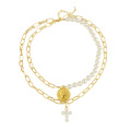 Colar de jóias de jóias de pérolas douradas Shangjie OEM Define colar minimalista de colar de várias camadas longas colares iniciais